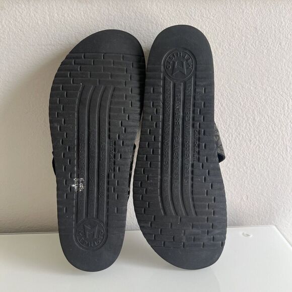 Mephisto Helen Black Paint Leather & Cork Slip On Sandals Size 40 - Picture 6 of 6